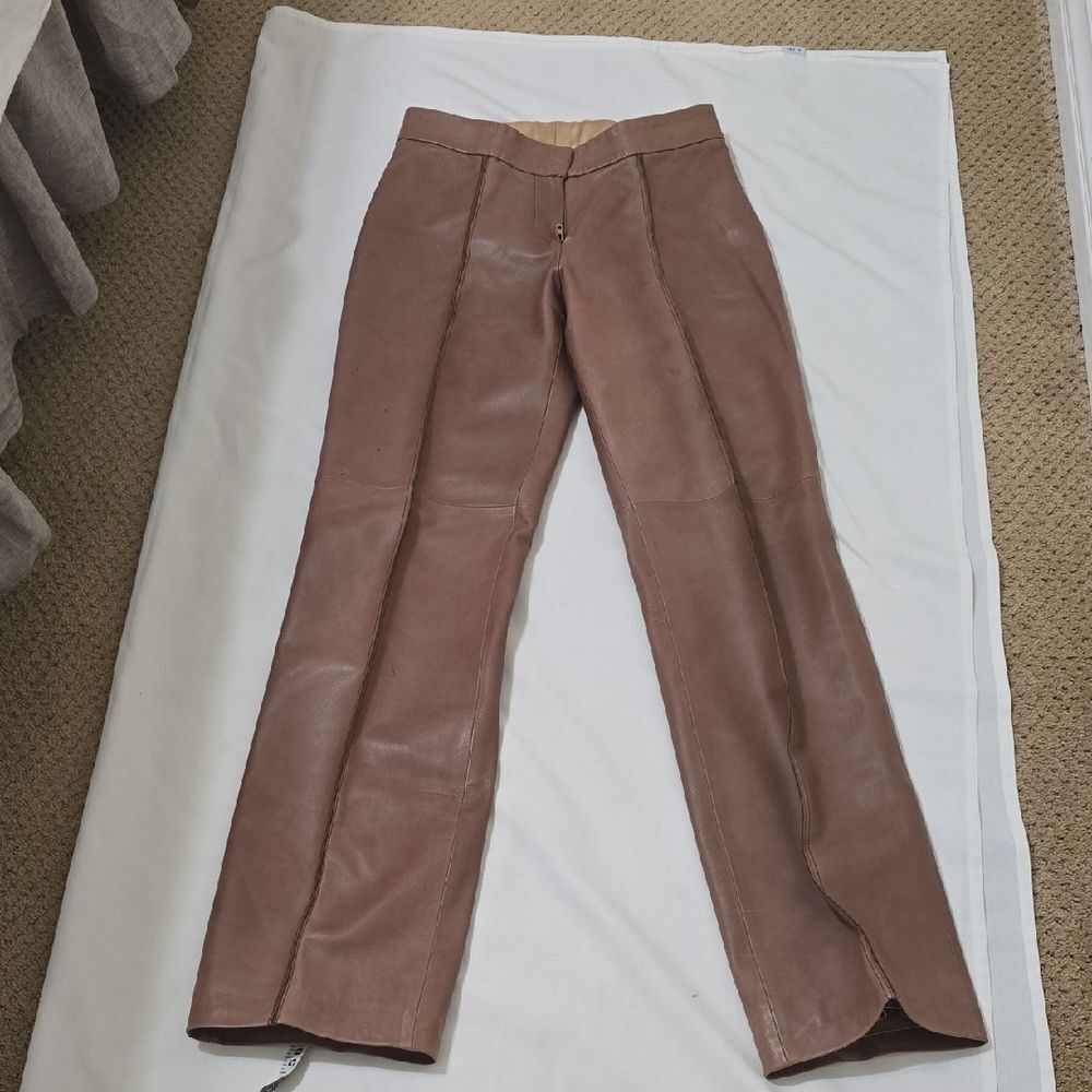 St John Collection Tan Leather Trousers‎ 2